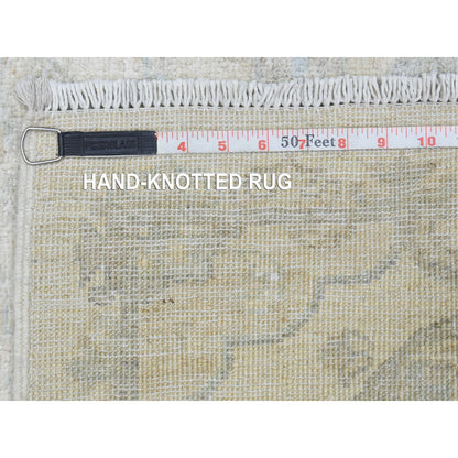 Oushak And Peshawar Wool Hand Knotted Rug Ivory Ivory 2.6X19.4 -O072801