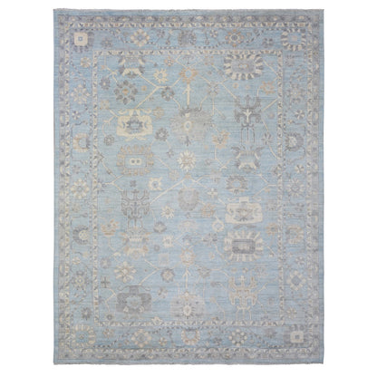 Oushak And Peshawar Wool Hand Knotted Rug Blue Blue 9.1X11.10 -O072812