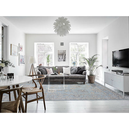 Oushak And Peshawar Wool Hand Knotted Rug Blue Blue 9.1X11.10 -O072812