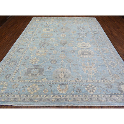 Oushak And Peshawar Wool Hand Knotted Rug Blue Blue 9.1X11.10 -O072812