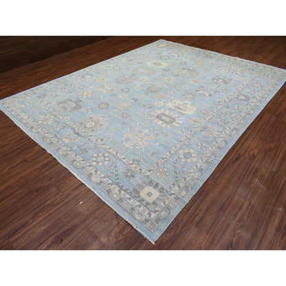 Oushak And Peshawar Wool Hand Knotted Rug Blue Blue 9.1X11.10 -O072812