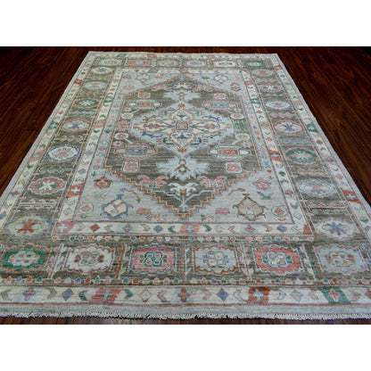 Tribal & Geometric Wool Hand Knotted Rug Grey Brown 8.2X10.3 -O072820