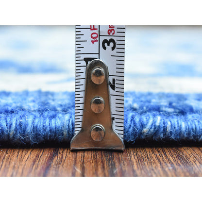 Oushak And Peshawar Wool Hand Knotted Rug Blue Blue 4.0X11.8 -O072827