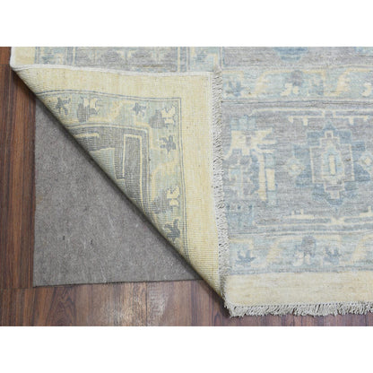 Oushak And Peshawar Wool Hand Knotted Rug Ivory Gray 9.10X14.0 -O072828