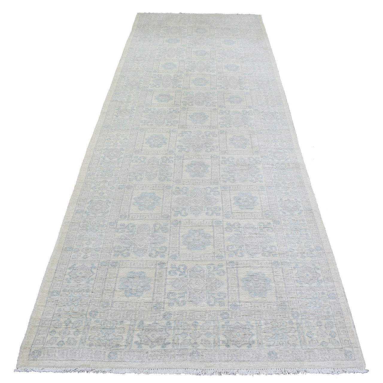Ivory 4'0" x 11'8" Oushak And Peshawar Hand knotted Wool Rug - Sku: O072830