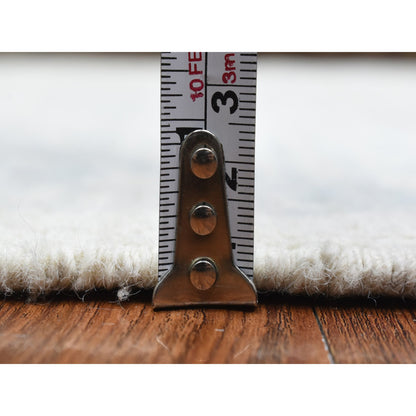 Oushak And Peshawar Wool Hand Knotted Rug Ivory Ivory 4.0X11.8 -O072830