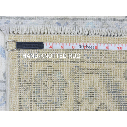 Oushak And Peshawar Wool Hand Knotted Rug Ivory Ivory 2.8X15.4 -O072837