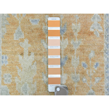 Oushak And Peshawar Wool Hand Knotted Rug Orange Light Blue 2.6X19.2 -O072838