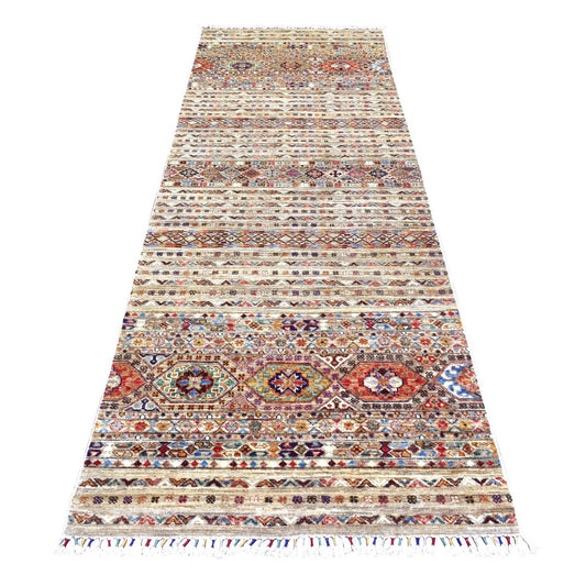 Kazak Wool Hand Knotted Rug Brown No Border 3.4X9.10 -O072850