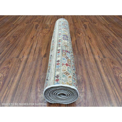 Kazak Wool Hand Knotted Rug Brown No Border 3.4X9.10 -O072850