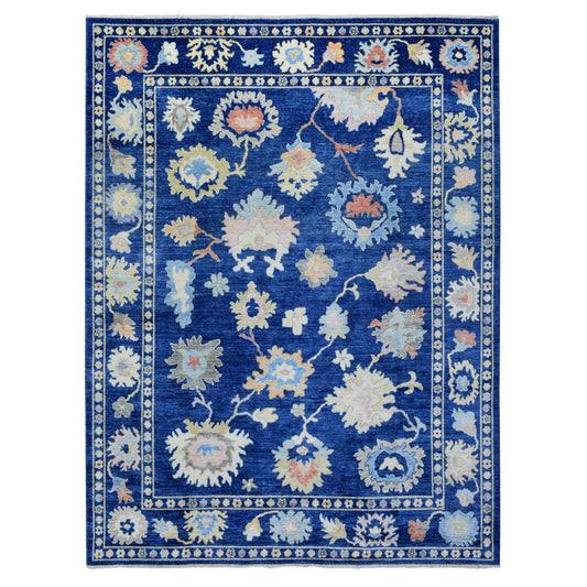 Oushak And Peshawar Wool Hand Knotted Rug Blue Blue 9.2X11.5 -O072867