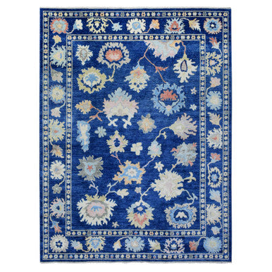 Oushak And Peshawar Wool Hand Knotted Rug Blue Blue 9.2X11.5 -O072867