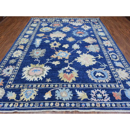 Oushak And Peshawar Wool Hand Knotted Rug Blue Blue 9.2X11.5 -O072867