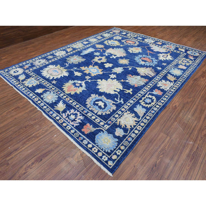 Oushak And Peshawar Wool Hand Knotted Rug Blue Blue 9.2X11.5 -O072867
