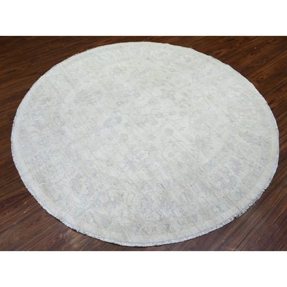 Oushak And Peshawar Wool Hand Knotted Rug Ivory Ivory 7.10X7.8 -O072881