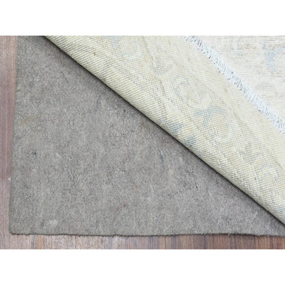 Oushak And Peshawar Wool Hand Knotted Rug Ivory Ivory 7.10X7.8 -O072881