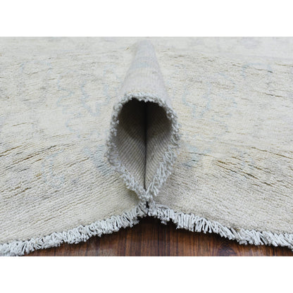 Oushak And Peshawar Wool Hand Knotted Rug Ivory Ivory 7.10X7.8 -O072881