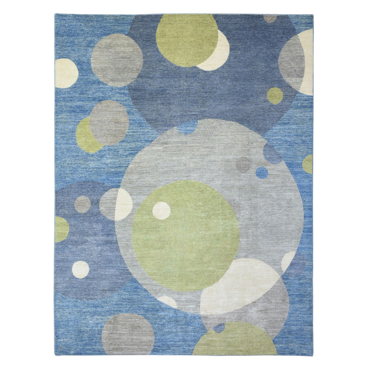 Ivory 9'1" x 12'0" Modern and Contemporary Multicolored Hand knotted Wool Rug - Sku: O072883