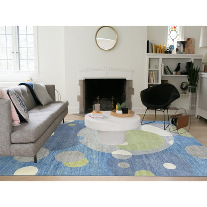 Modern and Contemporary Wool Hand Knotted Rug Multicolored No Border 9.1X12.0 -O072883