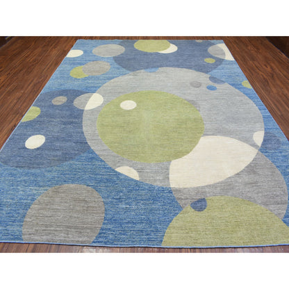Modern and Contemporary Wool Hand Knotted Rug Multicolored No Border 9.1X12.0 -O072883