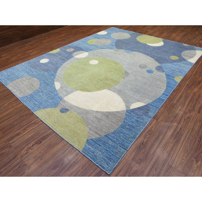 Modern and Contemporary Wool Hand Knotted Rug Multicolored No Border 9.1X12.0 -O072883