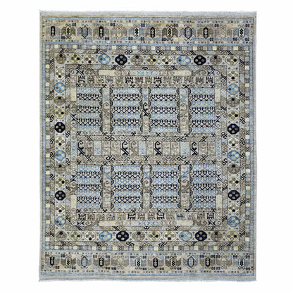Tribal & Geometric Wool Hand Knotted Rug Beige Ivory 8.0X9.9 -O072884