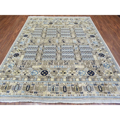 Tribal & Geometric Wool Hand Knotted Rug Beige Ivory 8.0X9.9 -O072884