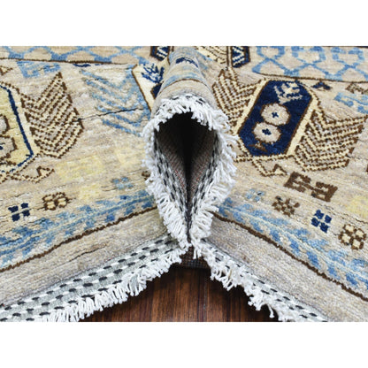 Tribal & Geometric Wool Hand Knotted Rug Beige Ivory 8.0X9.9 -O072884