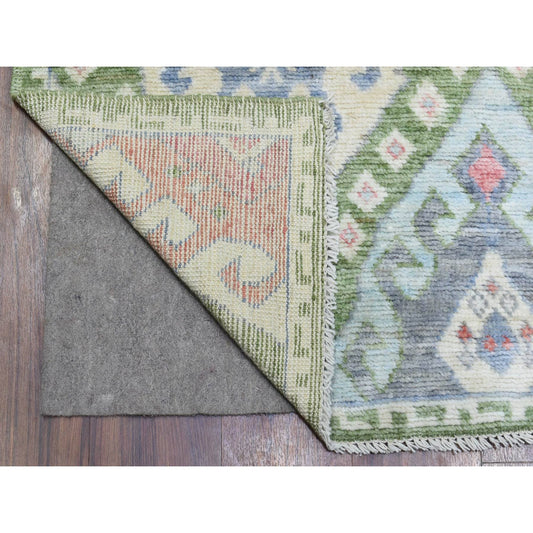 Tribal & Geometric Wool Hand Knotted Rug Multicolored No Border 3.10X12.0 -O072891