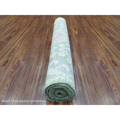 Tribal & Geometric Wool Hand Knotted Rug Multicolored No Border 3.10X12.0 -O072891