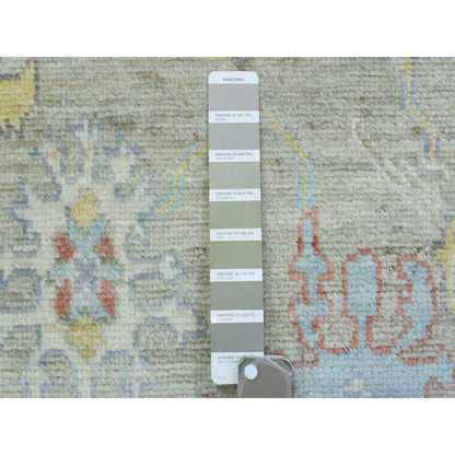 Oushak And Peshawar Wool Hand Knotted Rug Green Blue 2.6X18.0 -O072901