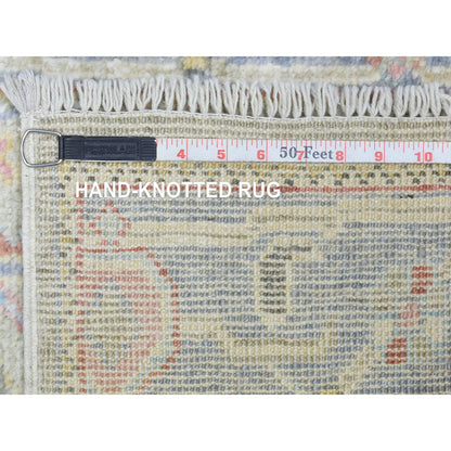 Oushak And Peshawar Wool Hand Knotted Rug Green Blue 2.6X18.0 -O072901
