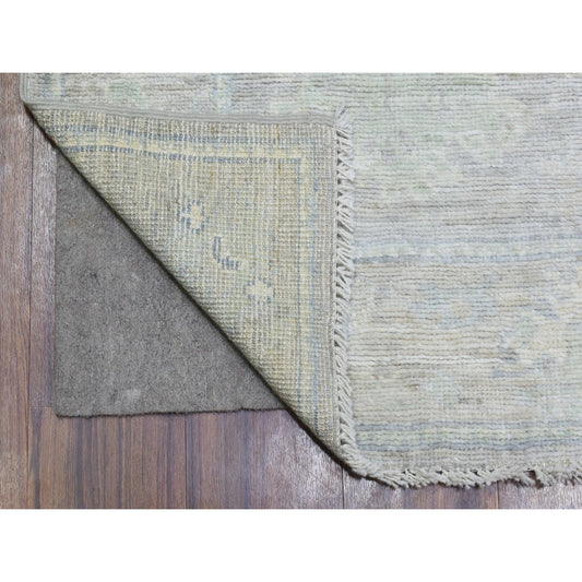 Oushak And Peshawar Wool Hand Knotted Rug Grey Light Gray 2.9X15.3 -O072902