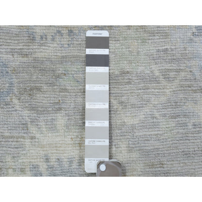 Oushak And Peshawar Wool Hand Knotted Rug Grey Light Gray 2.9X15.3 -O072902