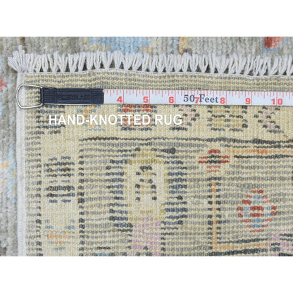 Oushak And Peshawar Wool Hand Knotted Rug Grey Gray 4.0X11.10 -O072904