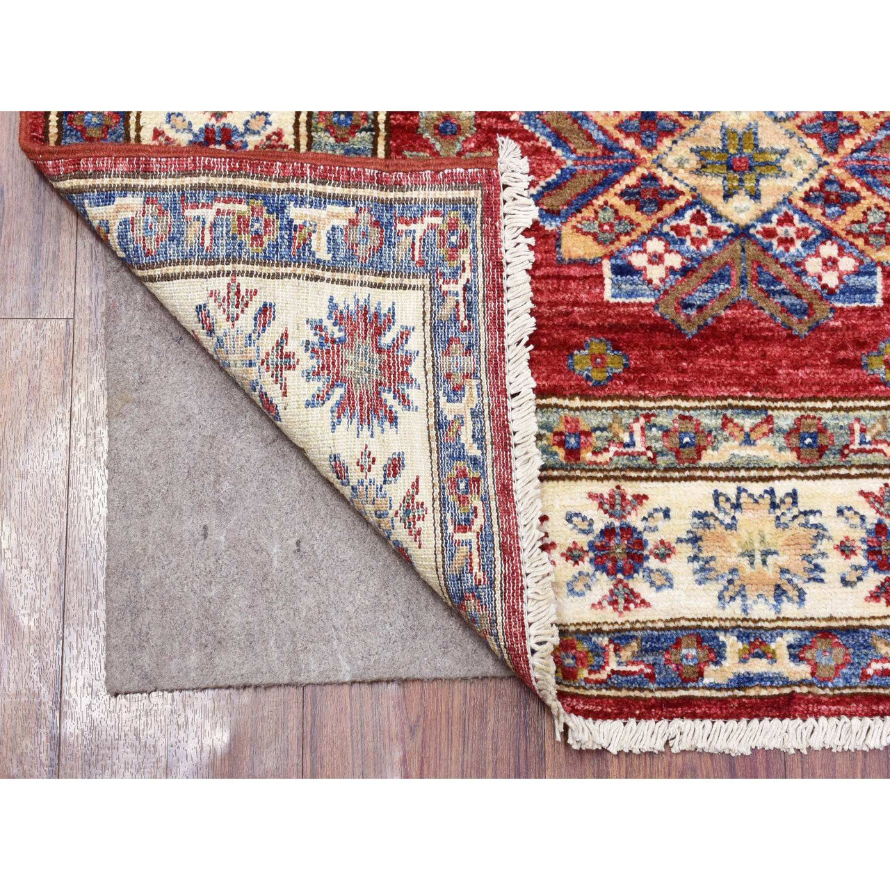 Red 3'0" x 11'0" Kazak Hand knotted Wool Rug - Sku: O072908