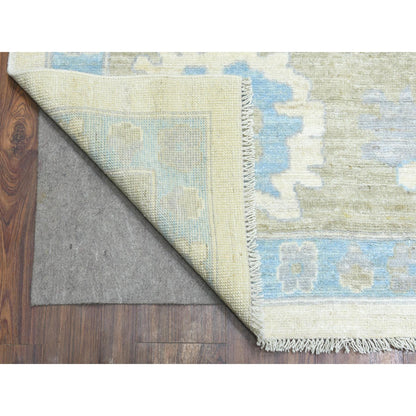 Oushak And Peshawar Wool Hand Knotted Rug Ivory Charcoal Gray 12.0X14.7 -O072927