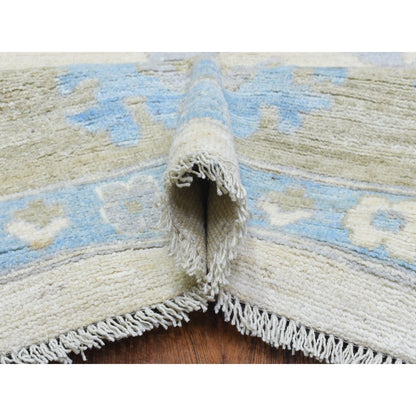 Oushak And Peshawar Wool Hand Knotted Rug Ivory Charcoal Gray 12.0X14.7 -O072927