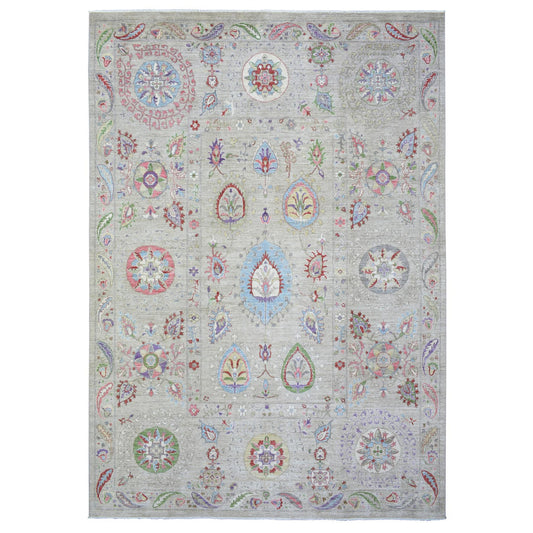 Oushak And Peshawar Wool Hand Knotted Rug Beige Beige 10.0X13.10 -O072929