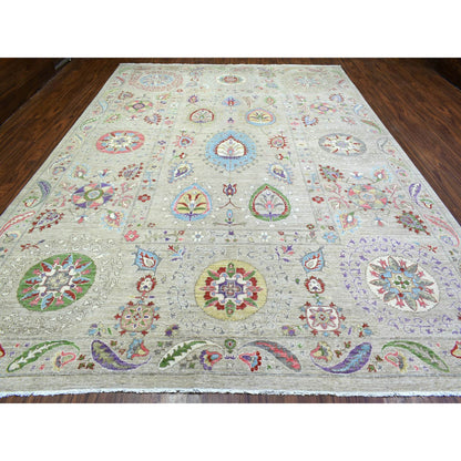 Oushak And Peshawar Wool Hand Knotted Rug Beige Beige 10.0X13.10 -O072929