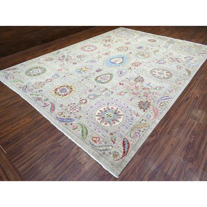 Oushak And Peshawar Wool Hand Knotted Rug Beige Beige 10.0X13.10 -O072929