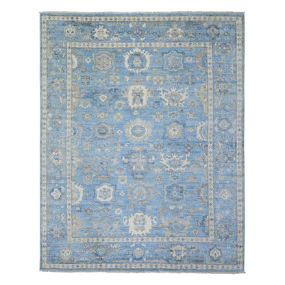 Oushak And Peshawar Wool Hand Knotted Rug Blue Blue 8.1X10.1 -O072936