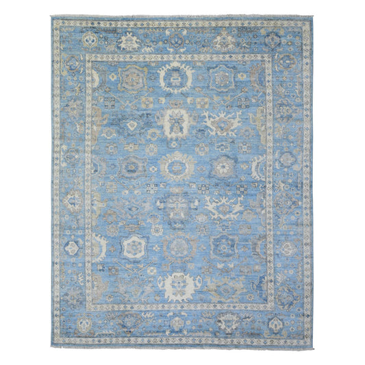 Oushak And Peshawar Wool Hand Knotted Rug Blue Blue 8.1X10.1 -O072936