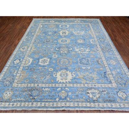 Oushak And Peshawar Wool Hand Knotted Rug Blue Blue 8.1X10.1 -O072936