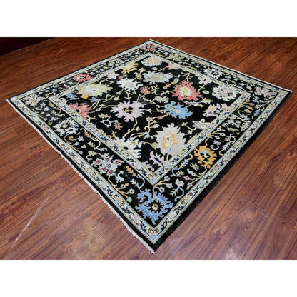 Oushak And Peshawar Wool Hand Knotted Rug Black Black 7.10X7.8 -O072952