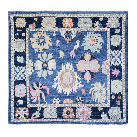 Oushak And Peshawar Wool Hand Knotted Rug Blue Blue 9.6X10.3 -O072988