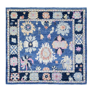 Oushak And Peshawar Wool Hand Knotted Rug Blue Blue 9.6X10.3 -O072988