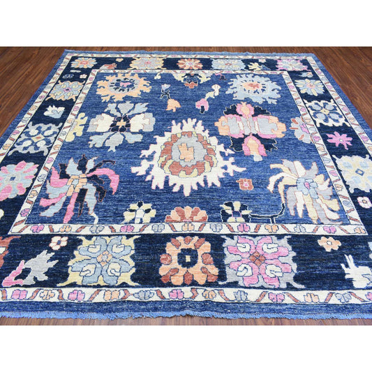 Oushak And Peshawar Wool Hand Knotted Rug Blue Blue 9.6X10.3 -O072988