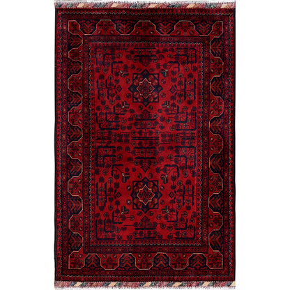 Tribal & Geometric Wool Hand Knotted Rug Red 3.3x5.1 -O0729