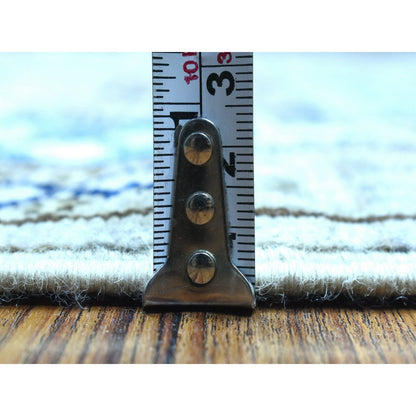 Tribal & Geometric Wool Hand Knotted Rug Grey Gray 4.0X9.9 -O073007